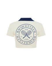 Racquet Club Cropped Polo - Cream