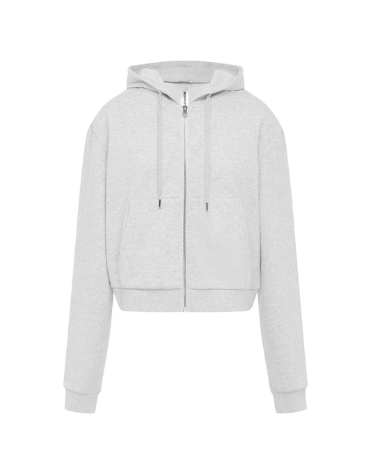 Essential Cropped Zip - Grey Marle