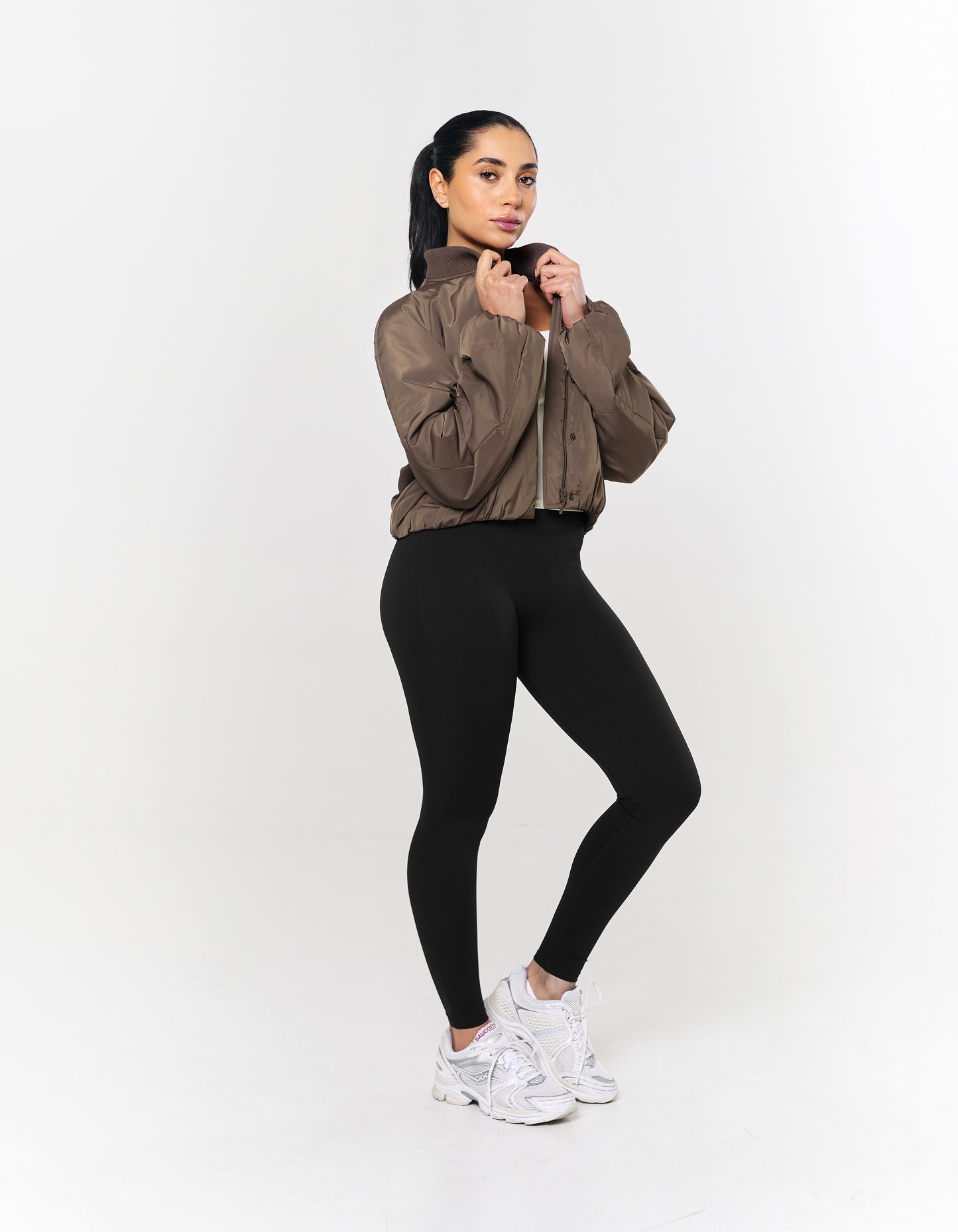 Cropped Bomber Jacket - Fossil