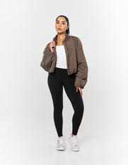 Cropped Bomber Jacket - Fossil
