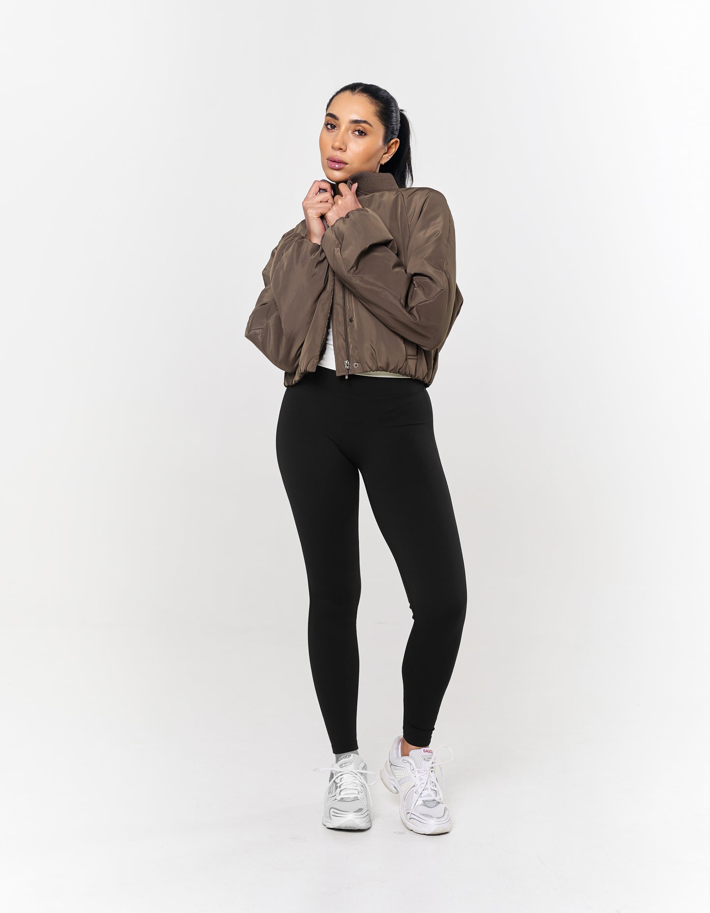 Cropped Bomber Jacket - Fossil