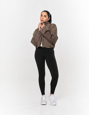 Cropped Bomber Jacket - Fossil