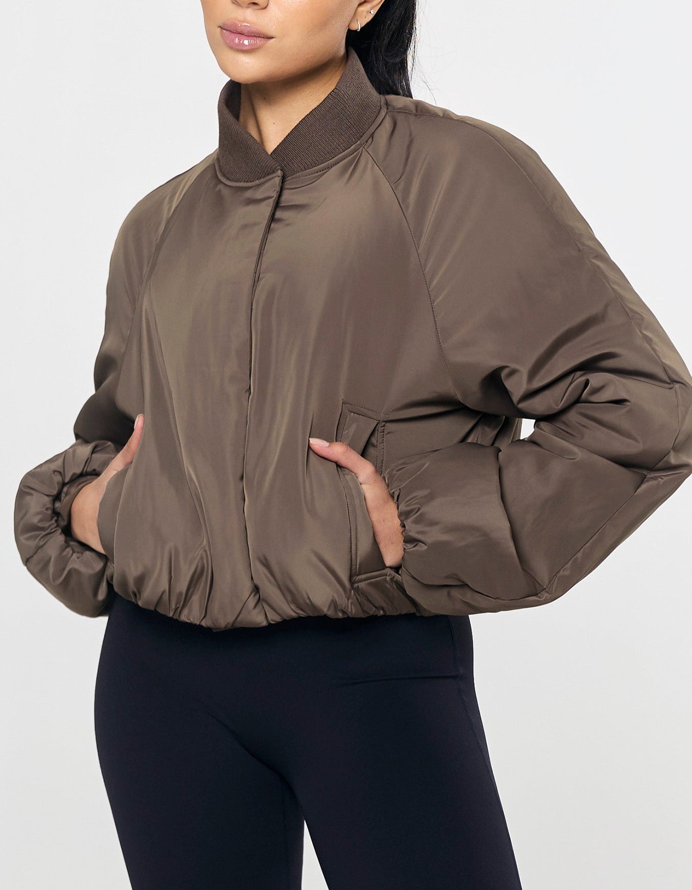 Cropped Bomber Jacket - Fossil