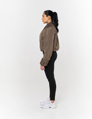 Cropped Bomber Jacket - Fossil