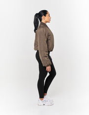 Cropped Bomber Jacket - Fossil