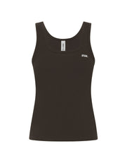 Flat lay front view of STAX. Body Tank NANDEX™ in Espresso isolated on a white background  