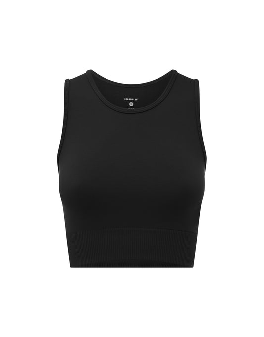 Seamless Cropped Singlet - Black