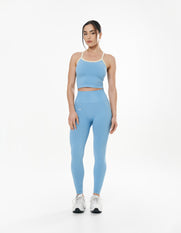 Seamless Kic Cropped Tank - Blue/Cream