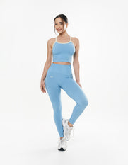 Seamless Kic Cropped Tank - Blue/Cream