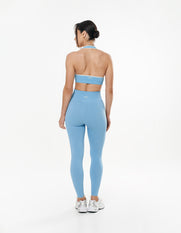 Seamless Kic Halter Crop - Blue/Cream