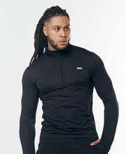 Mens Sport 1/4 Zip Long Sleeve - Black