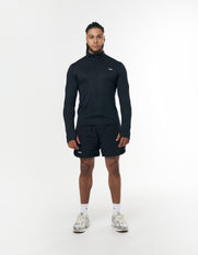 Mens Sport 1/4 Zip Long Sleeve - Black