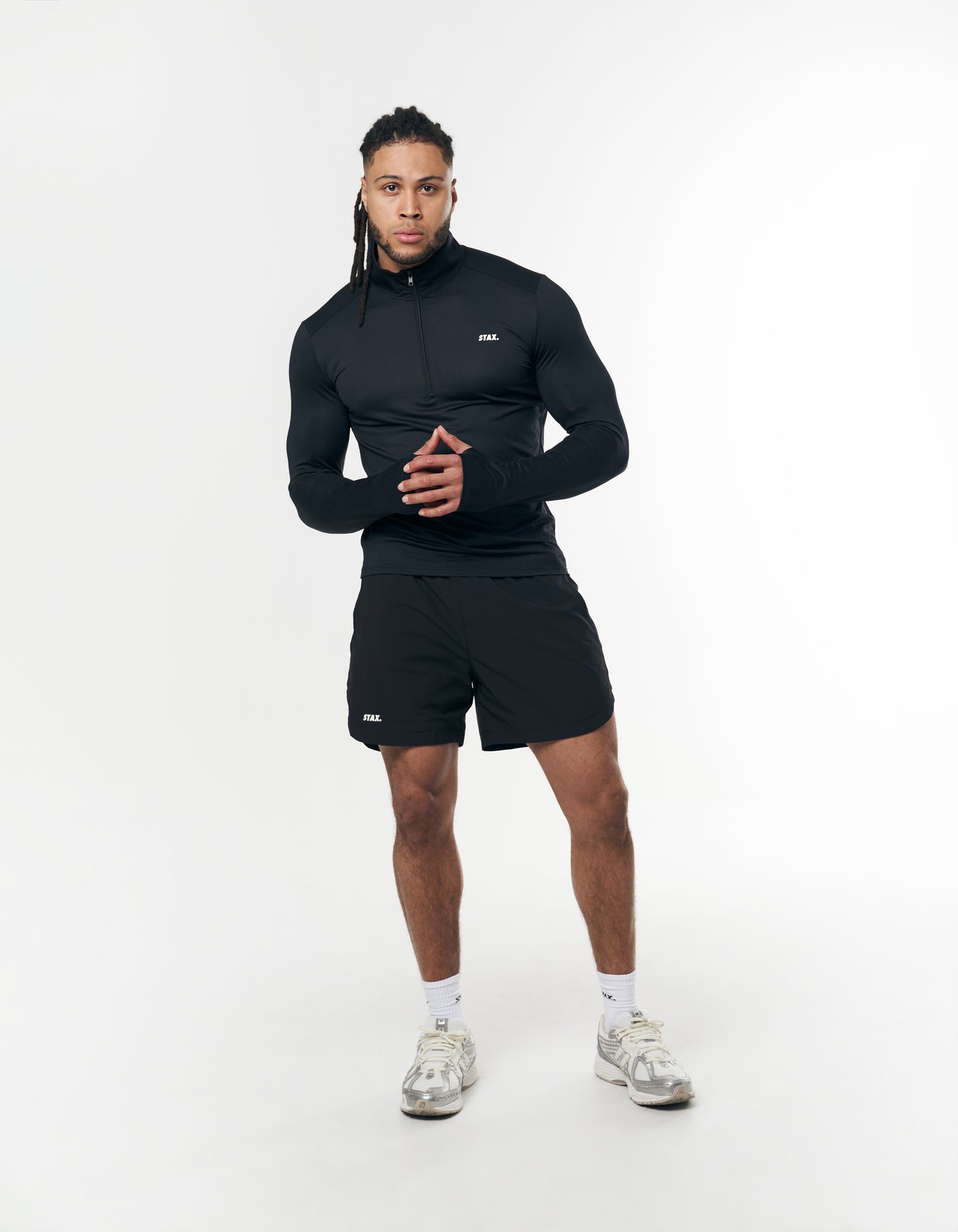 Mens Sport 1/4 Zip Long Sleeve - Black