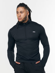 Mens Sport 1/4 Zip Long Sleeve - Black