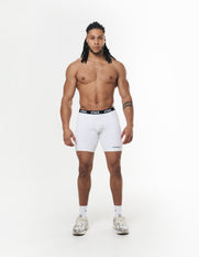 Mens Compressive Phone Pocket Bike Shorts - White