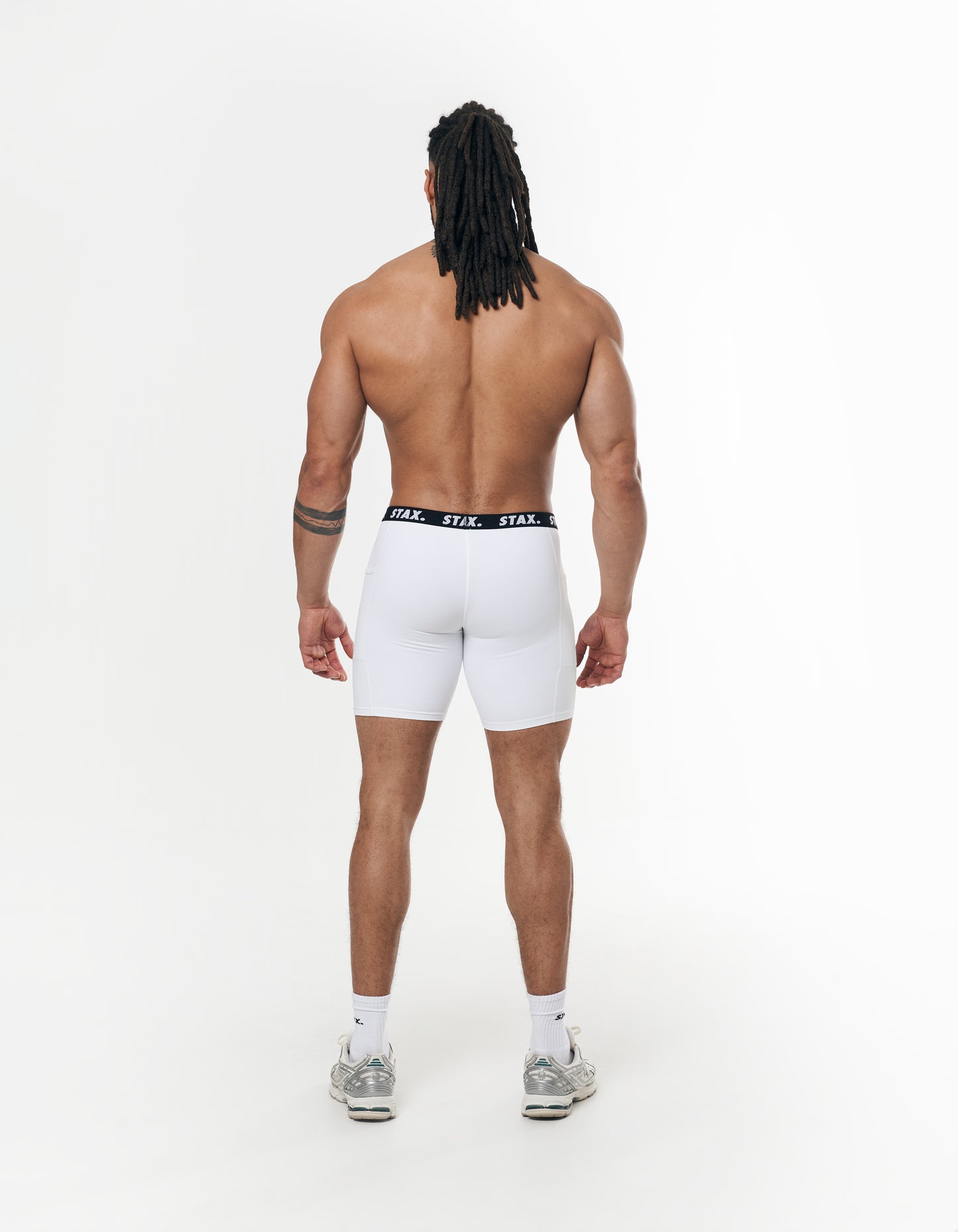 Mens Compressive Phone Pocket Bike Shorts - White