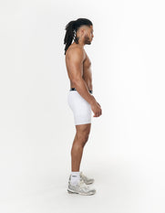 Mens Compressive Phone Pocket Bike Shorts - White