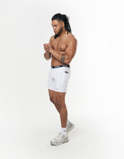 Mens Compressive Phone Pocket Bike Shorts - White