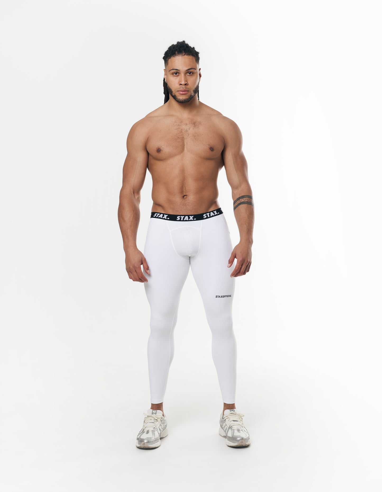 Mens Compressive Phone Pocket Tights - White