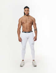 Mens Compressive Phone Pocket Tights - White