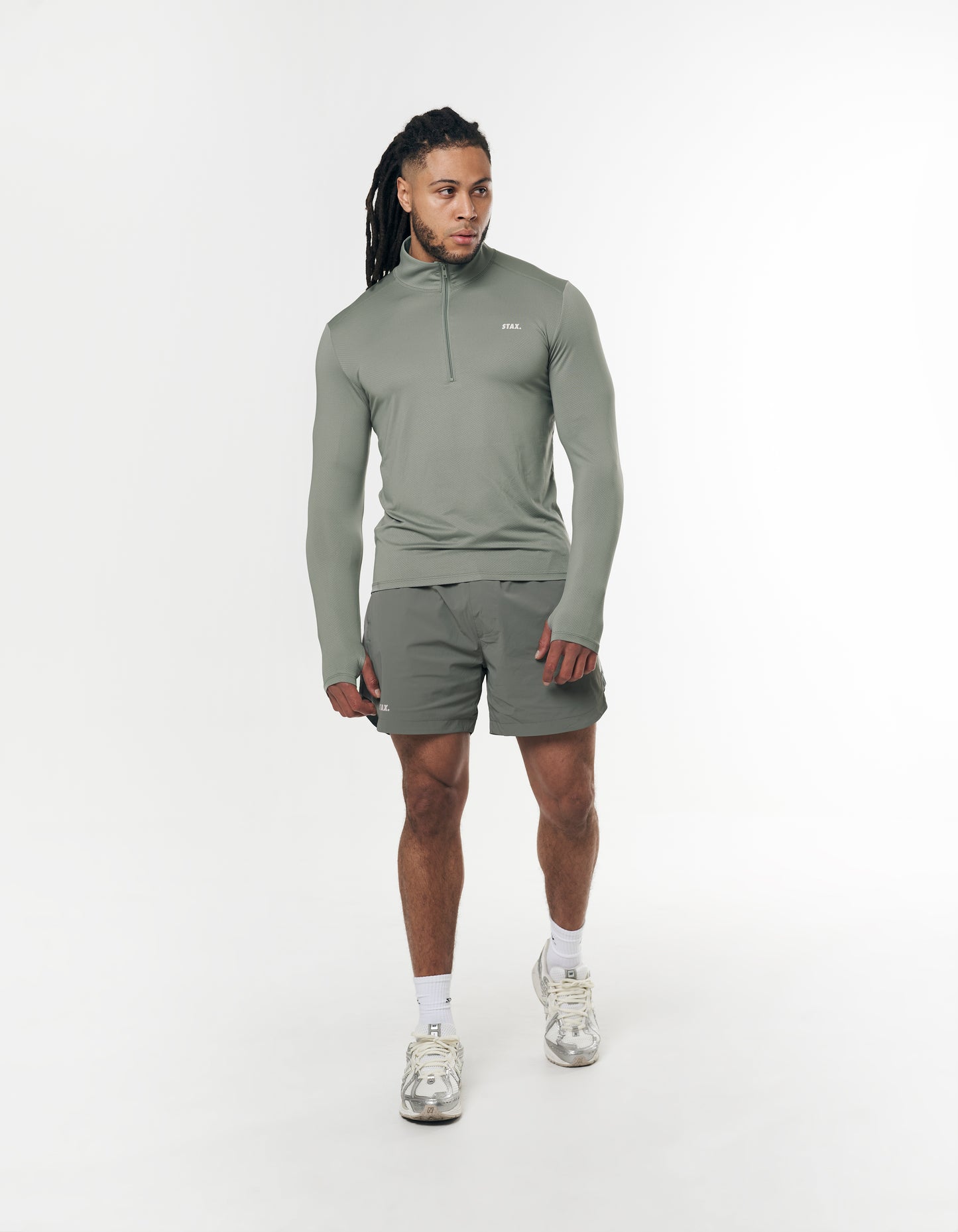 Mens Sport 1/4 Zip Long Sleeve - Sage