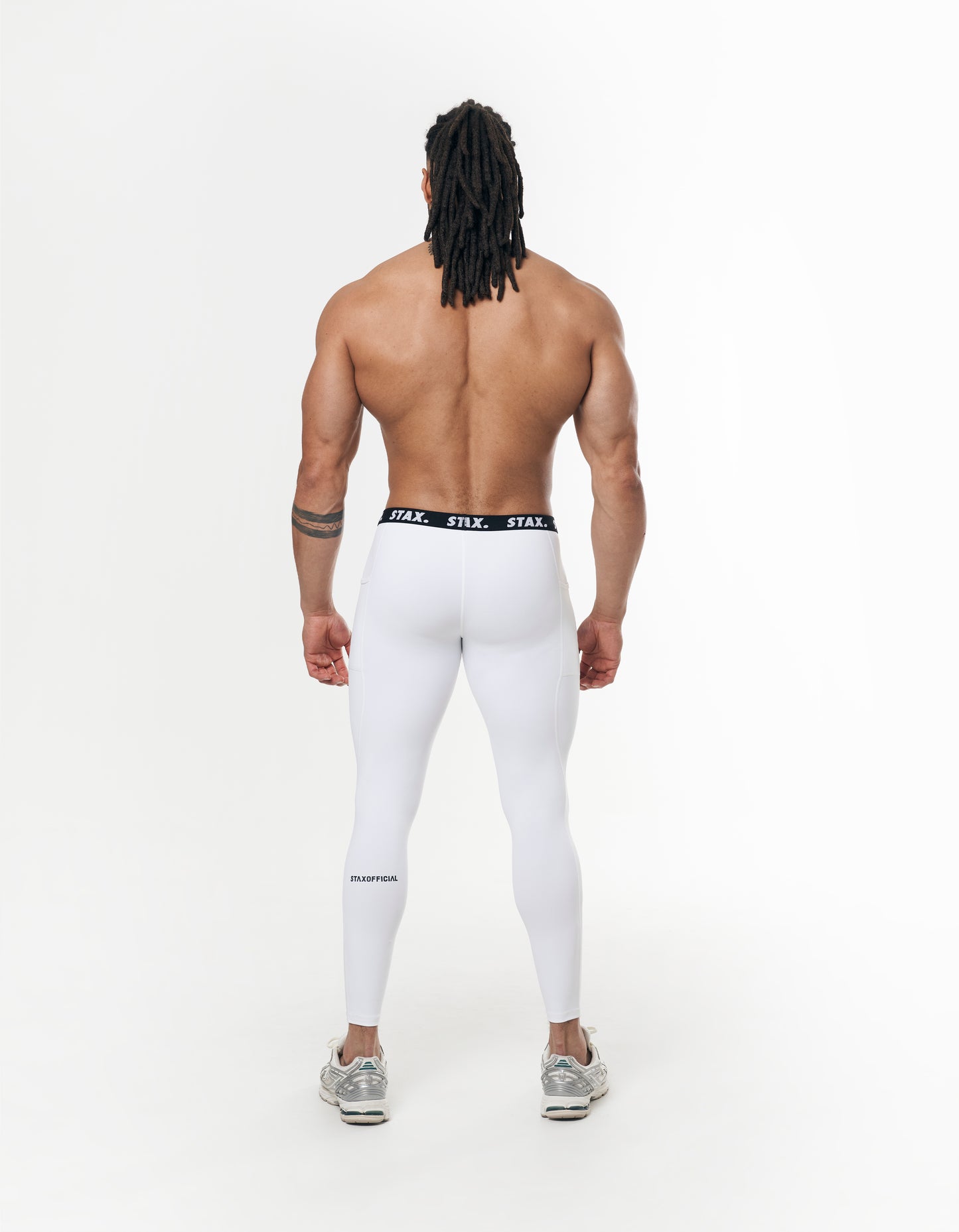 Mens Compressive Phone Pocket Tights - White