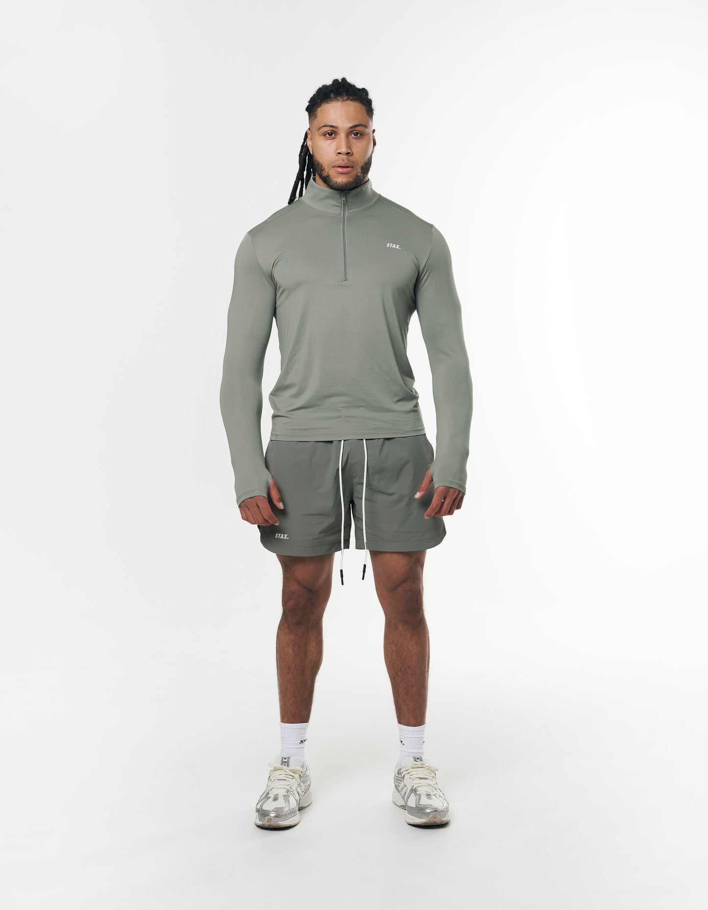 Mens Sport 1/4 Zip Long Sleeve - Sage