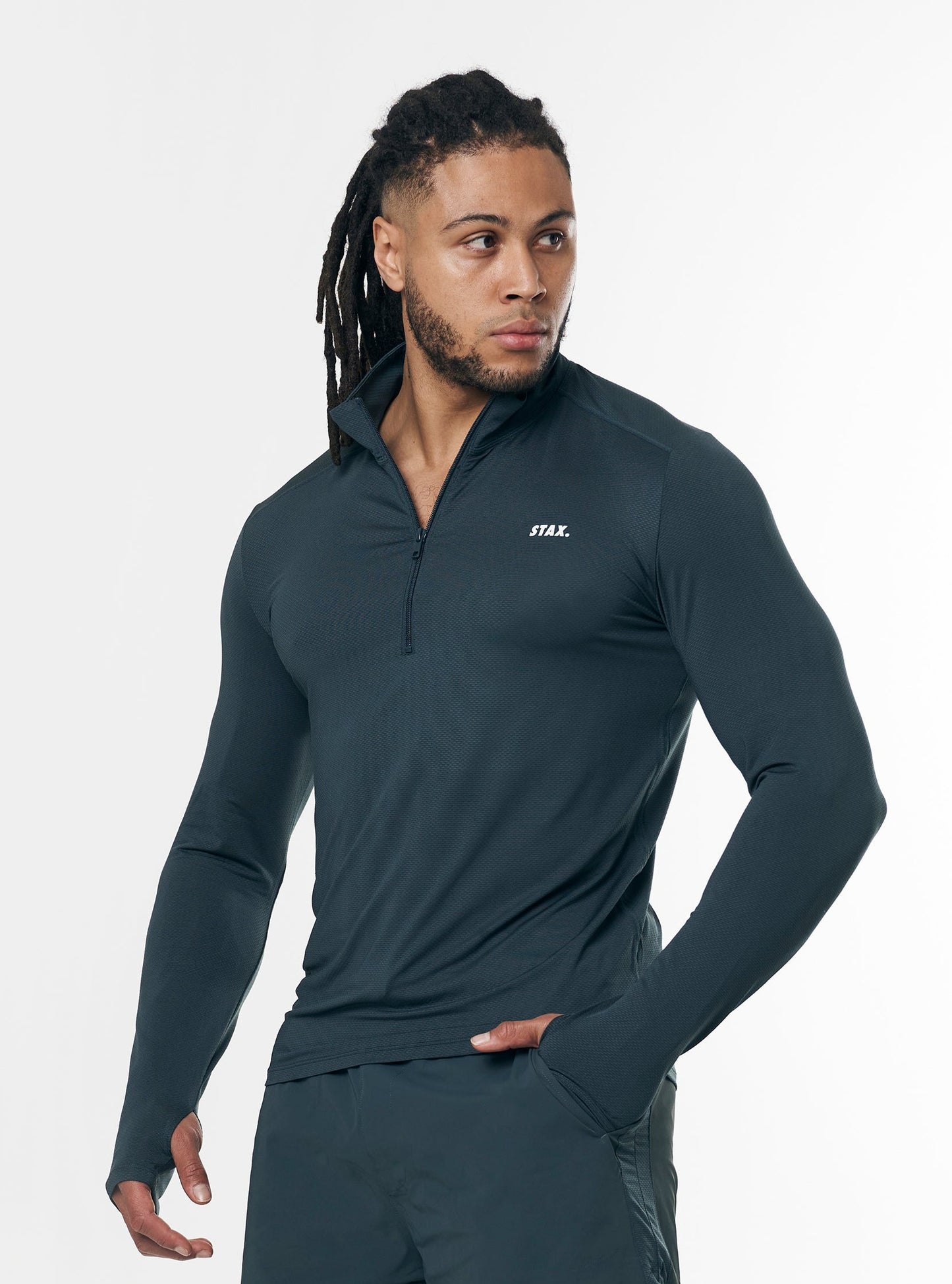 Mens Sport 1/4 Zip Long Sleeve - Navy