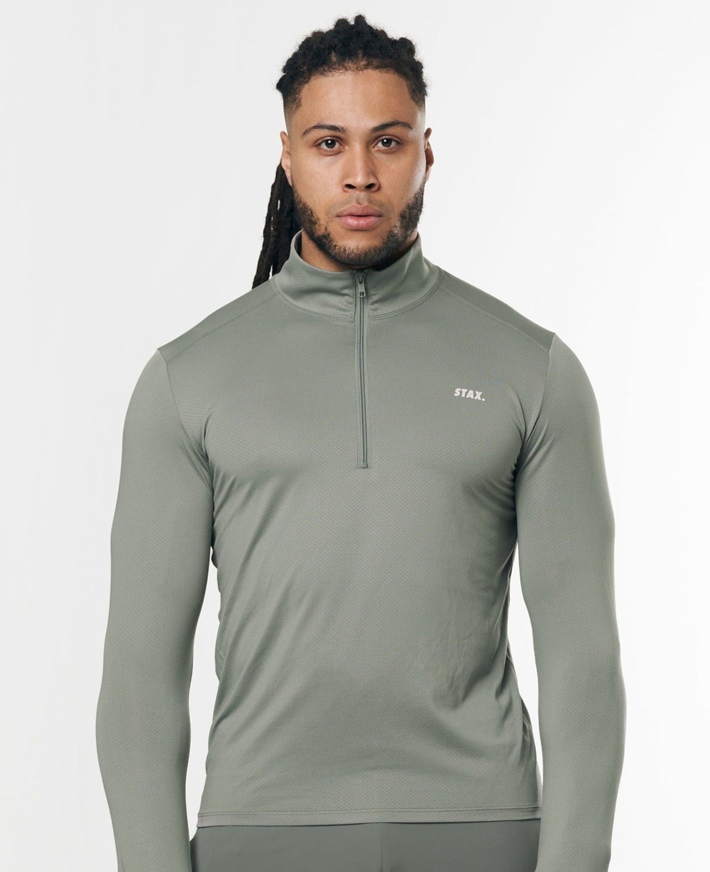 Mens Sport 1/4 Zip Long Sleeve - Sage