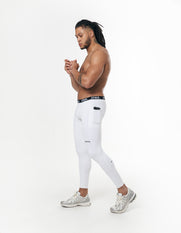 Mens Compressive Phone Pocket Tights - White