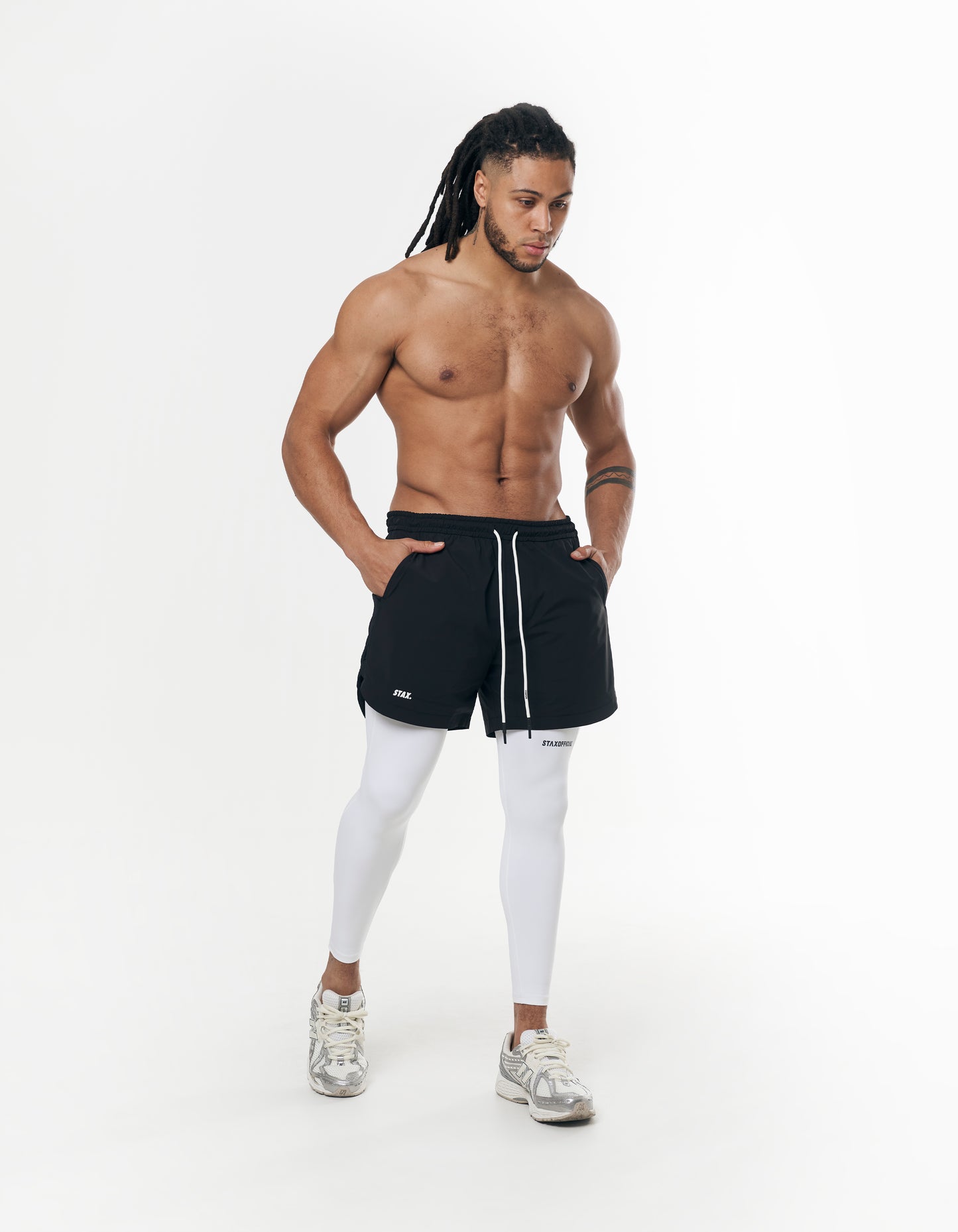 Mens Compressive Phone Pocket Tights - White