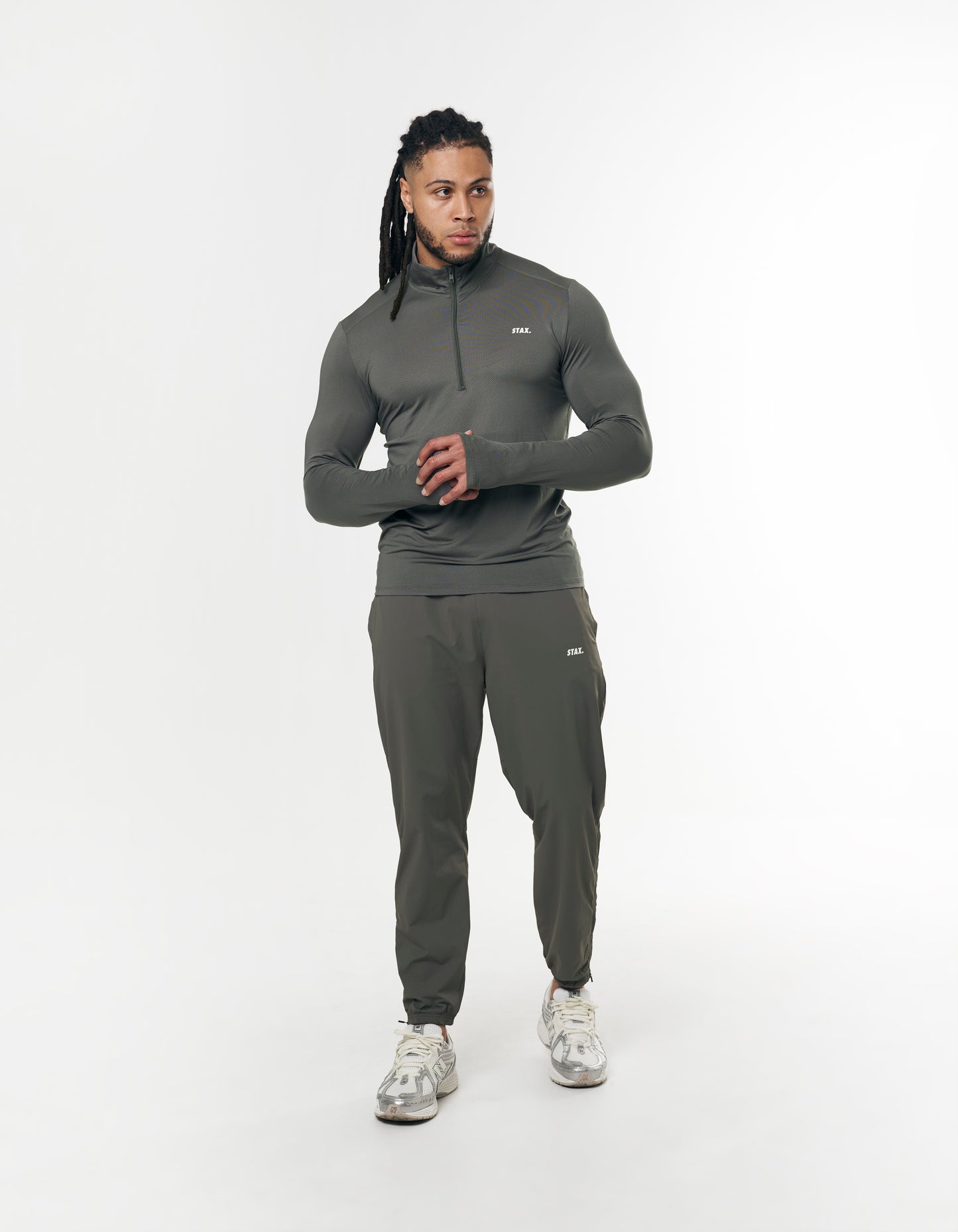 Mens Sport 1/4 Zip Long Sleeve - Grey