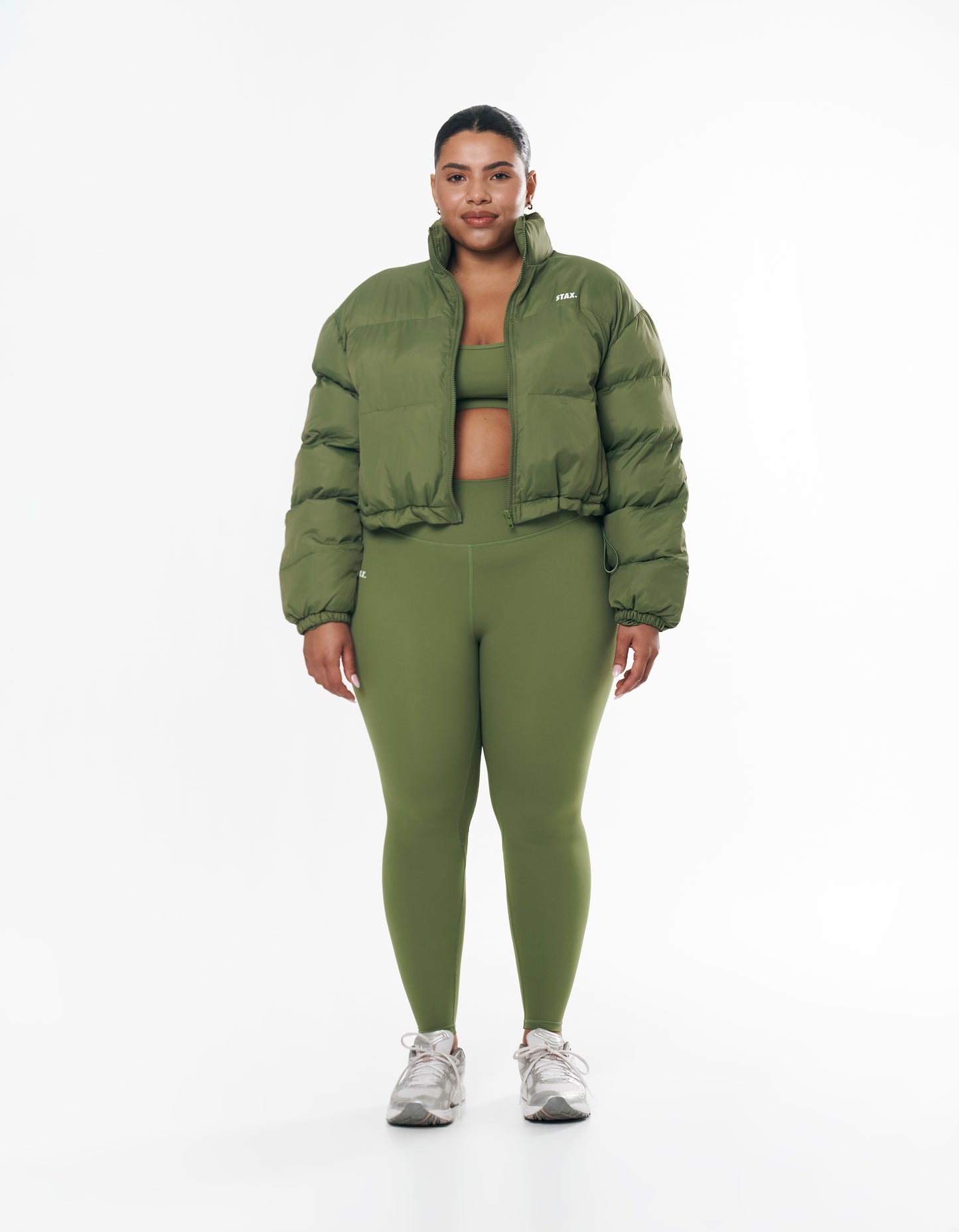 Cropped Puffer- Khaki