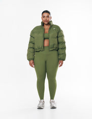 Cropped Puffer- Khaki