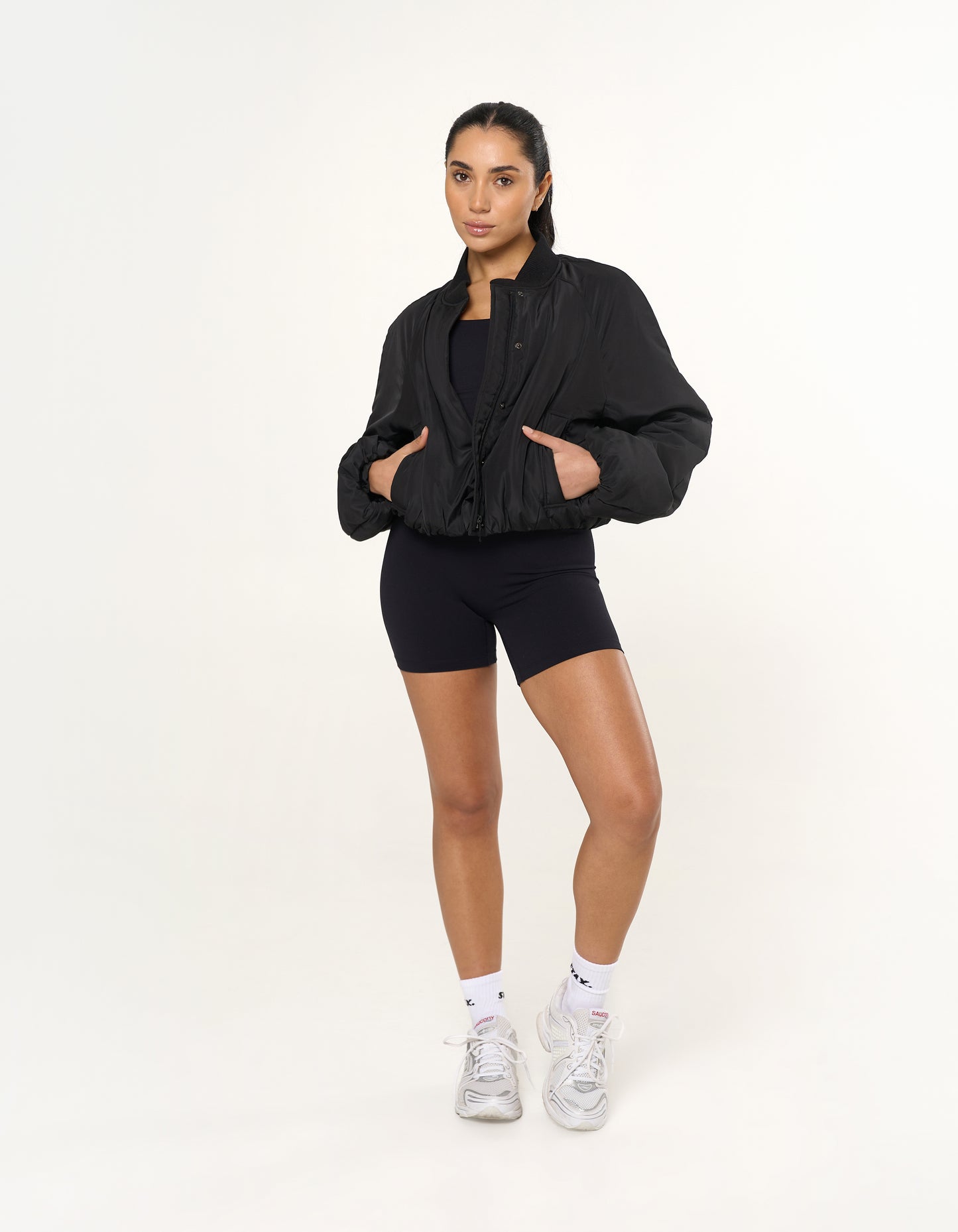 Cropped Bomber Jacket - Ink