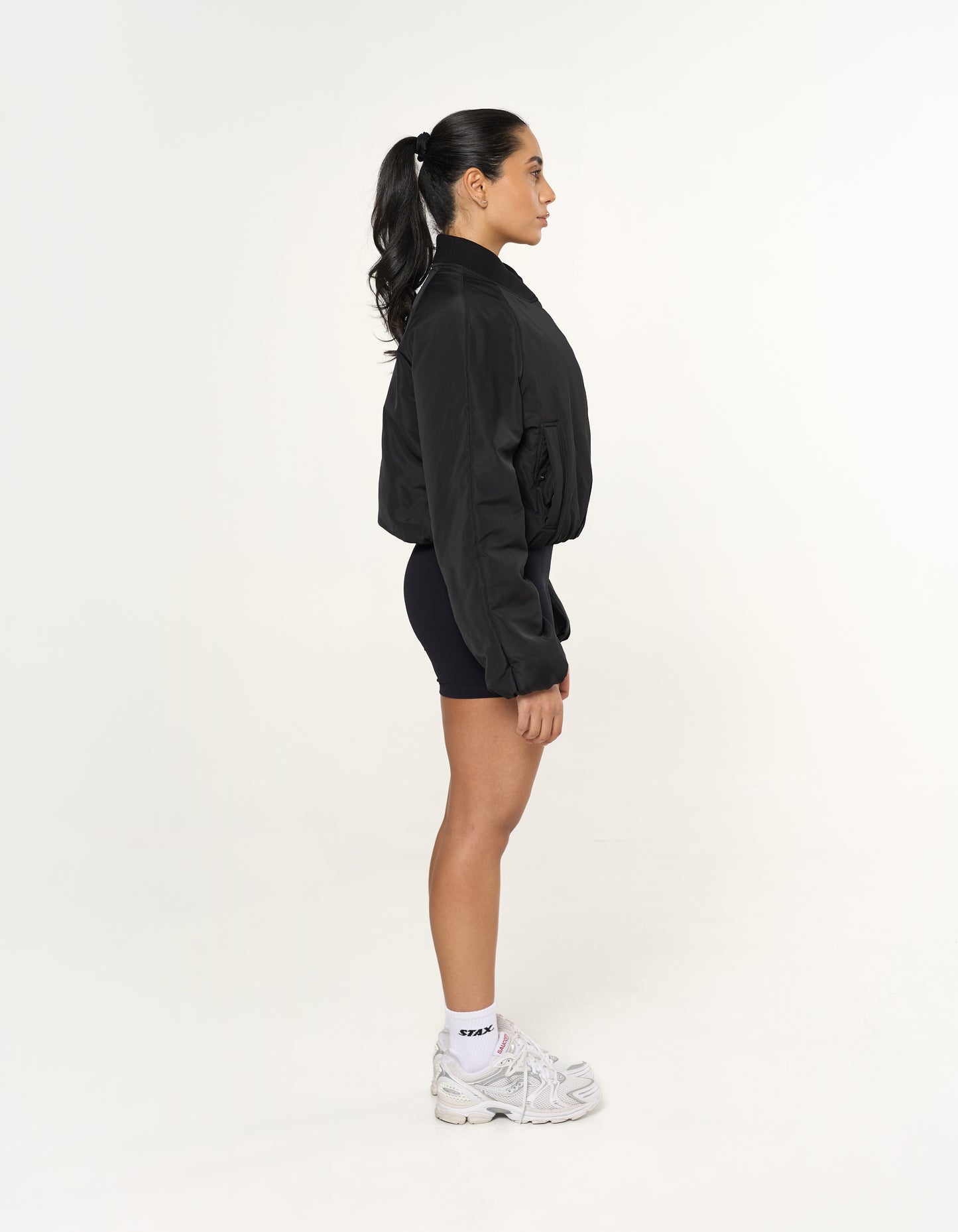 Cropped Bomber Jacket - Ink