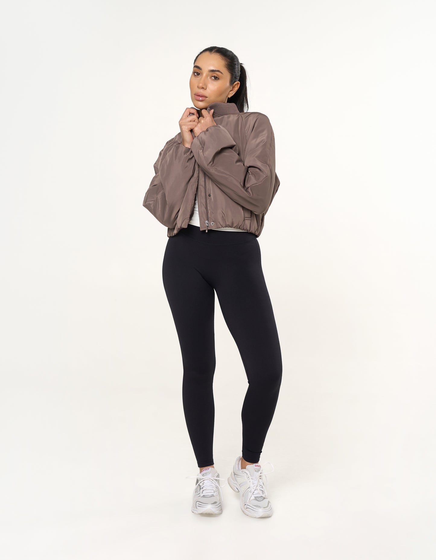 Cropped Bomber Jacket - Fossil