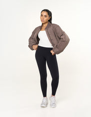 Cropped Bomber Jacket - Fossil