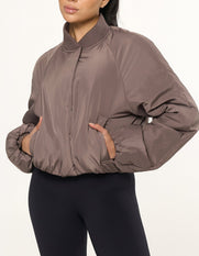 Cropped Bomber Jacket - Fossil
