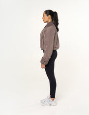 Cropped Bomber Jacket - Fossil