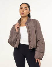 Cropped Bomber Jacket - Fossil