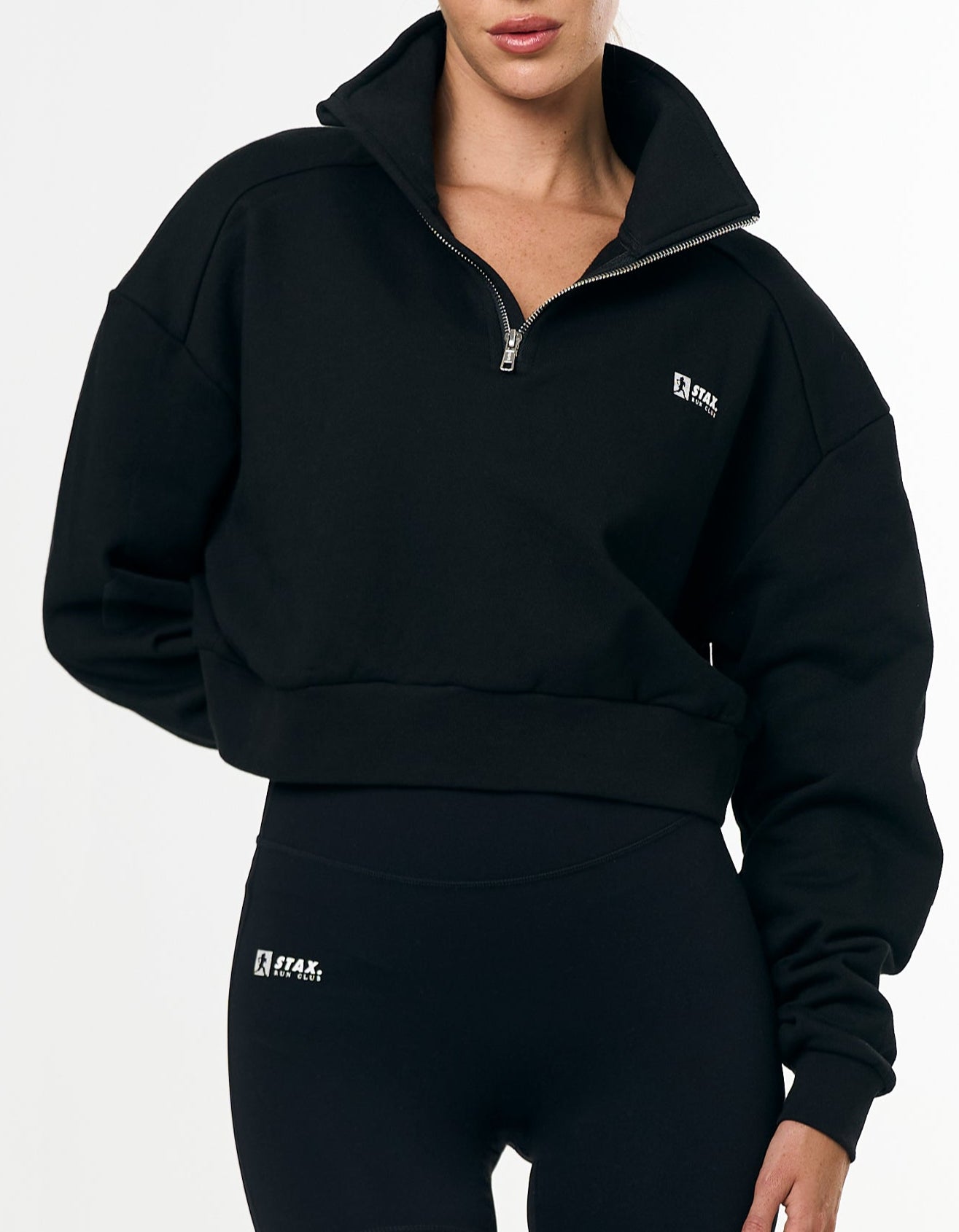 RC3 Cropped 1/4 Zip Crew - Black