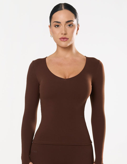 V Cut Long Sleeve NANDEX™ - Chocolate