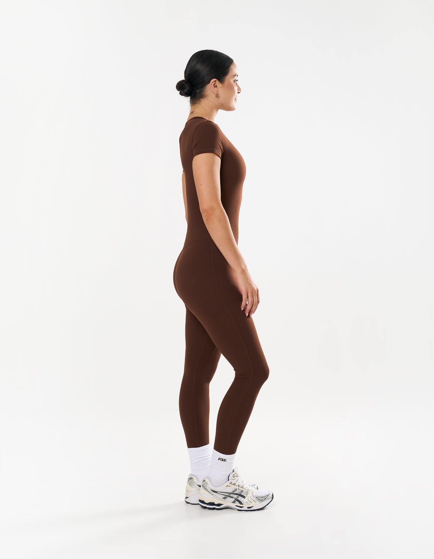 Short Sleeve Full Length Bodysuit NANDEX™ - Chocolate