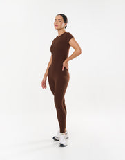 Short Sleeve Full Length Bodysuit NANDEX™ - Chocolate