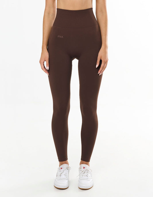 Premium Seamless Full Length Tights - Cocoa