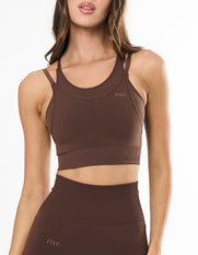 Premium Seamless Layered Crop - Cocoa