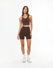 Premium Seamless Midi Bike Shorts - Cocoa