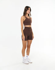 Premium Seamless Midi Bike Shorts - Cocoa