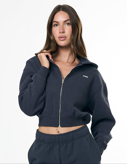 Cropped Zip Hoodie Solfleece™ - Vintage Navy